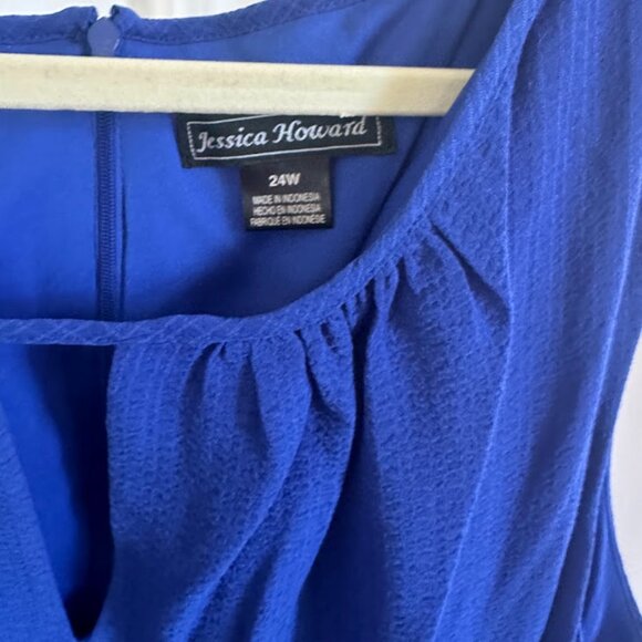 Jessica Howard Women's Plus 24W Royal Blue Flutter Dress - Picture 6 of 8